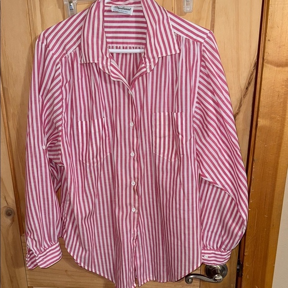 Sag Harbor Tops - LADY DIPLOMAT Pink and White Striped Blouse
